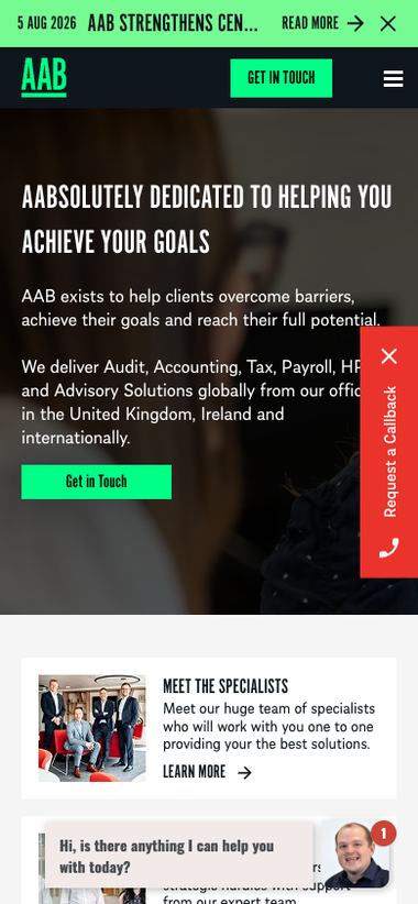 AAB website on mobile