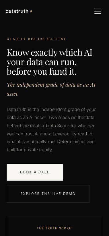 DataTruth website on mobile