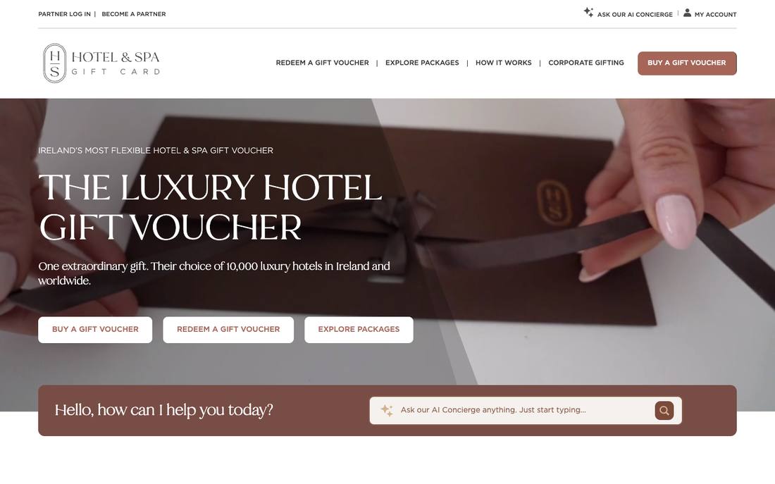 Hotel & Spa Gift Card website
