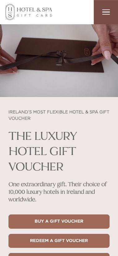 Hotel & Spa Gift Card website on mobile