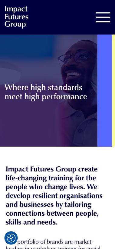 Impact Futures Group website on mobile