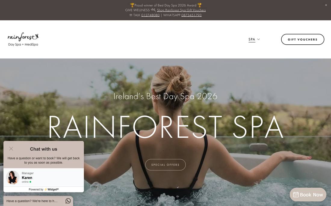 Rainforest Day Spa website